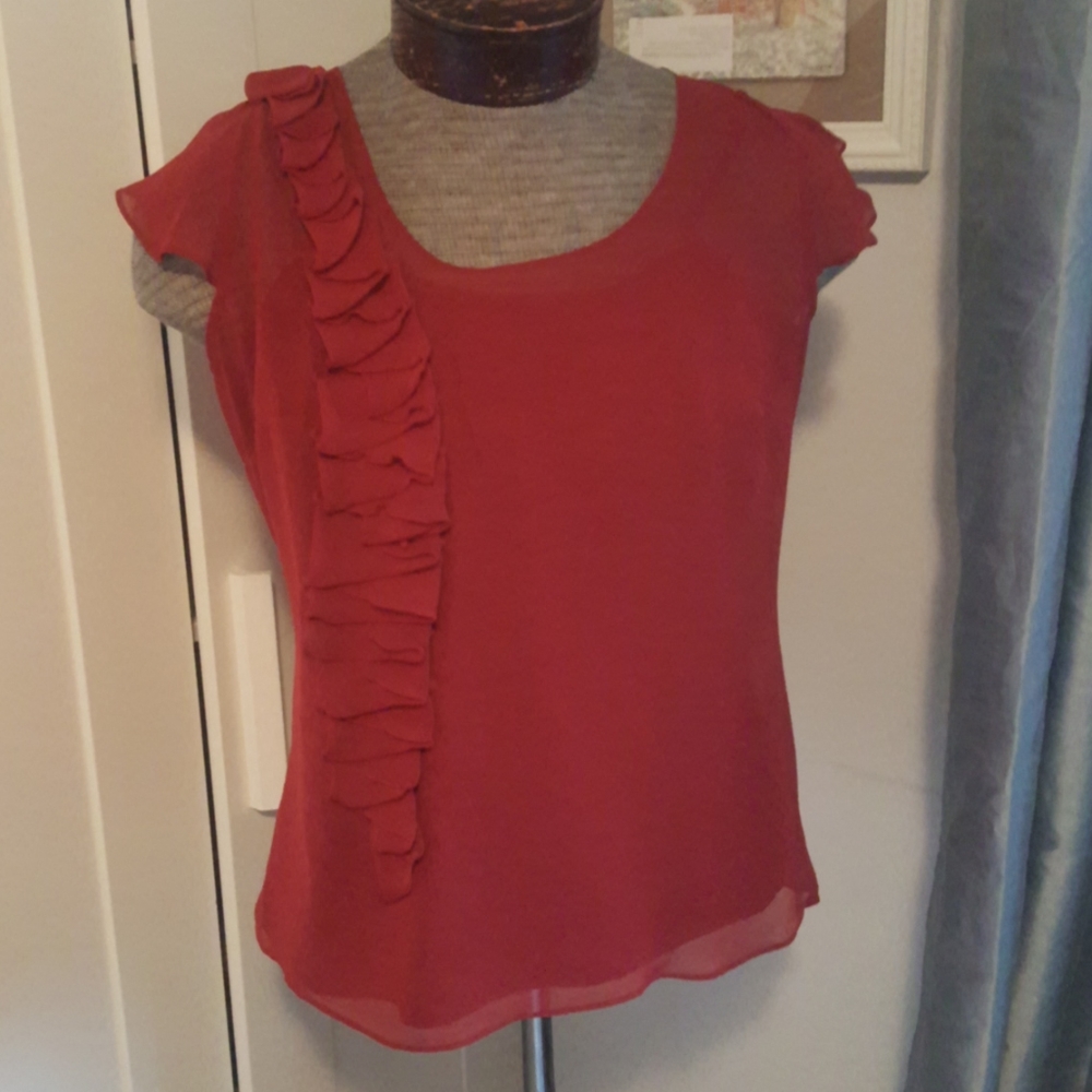 Worthington red sheer blouse with built in cami